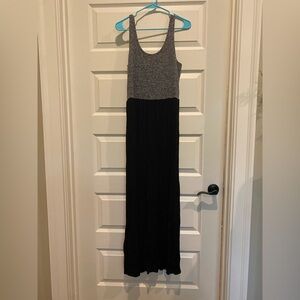 LOFT Black and Gray Maxi Dress